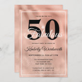 Invitation 50 et fabuleux Rose Gold Glam fête d'anniversaire (Devant / Derrière)