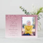Invitation 50 et fabuleux Rose Gold Pink Parties scintillant (Debout devant)