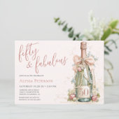 Invitation 50 et Fabuleux Rose Gold Script 50e Anniversaire (Debout devant)