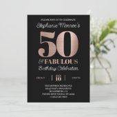 Invitation 50 et fabuleux Rose Typographie d'or Anniversaire (Debout devant)