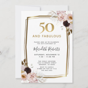Invitation 50 et fabuleux roses roses roses d'or Metallic Ann