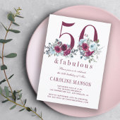 Invitation 50 et fabuleux rouge bordeaux floral 50e anniversa
