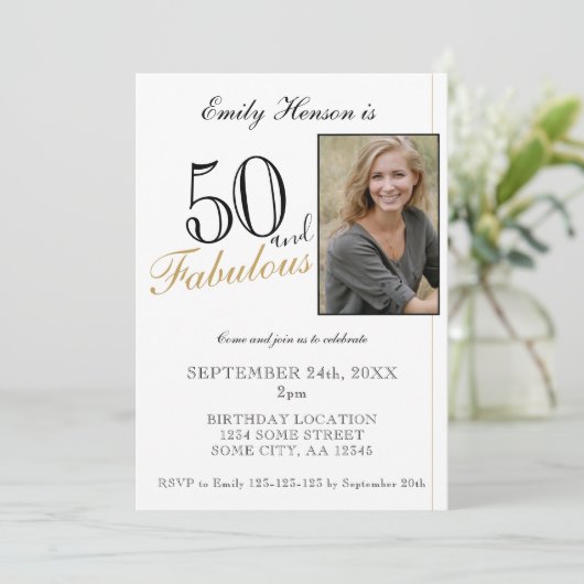 Invitation 50 et fabuleux Script photo Anniversaire (Debout devant)