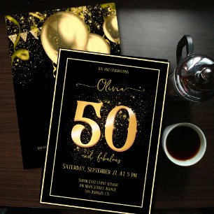 Invitation 50 et fabuleux Sparkling Gold Black Anniversaire