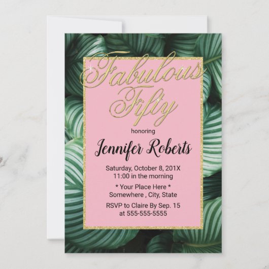 Invitation 50 et fabuleux Tropical moderne cinquante annivers (Devant)