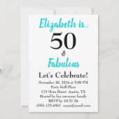 Invitation 50 et Fabuleux Turquoise Blue Anniversaire (Devant)