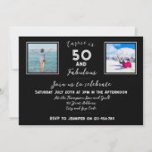 Invitation 50 et fabuleux Typographie moderne noir et blanc (Devant)