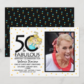 Invitation 50 et Fabulous Angel Cartoon Photo Anniversaire (Devant / Derrière)