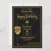 Invitation 50 et Fabulous Black and Gold fête d'anniversaire (Devant)