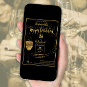 Invitation 50 et Fabulous Black and Gold fête d'anniversaire