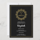Invitation 50 et Fabulous Black Gold Elegant Party (Dos)