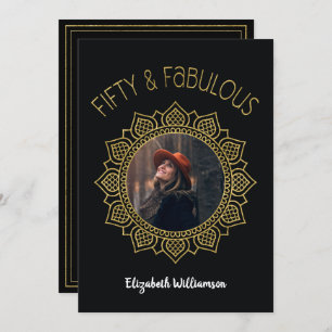 Invitation 50 et Fabulous Black Gold Elegant Party