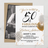 Invitation 50 et Fabulous Black Gold fête d'anniversaire (Devant / Derrière)