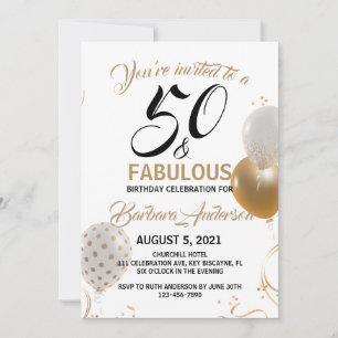 Invitation 50 et Fabulous Black Gold fête d'anniversaire