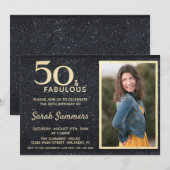 Invitation 50 et Fabulous Black Gold Parties scintillant Anni (Devant / Derrière)