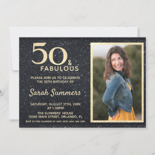 Invitation 50 et Fabulous Black Gold Parties scintillant Anni