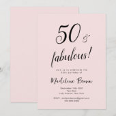 Invitation 50 et Fabulous Blush Rose Black 50e anniversaire (Devant / Derrière)