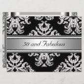 Invitation 50 et Fabulous Damask fête d'anniversaire (Devant / Derrière)