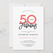 Invitation 50 et Fabulous Elegant 50e fête d'anniversaire (Devant)