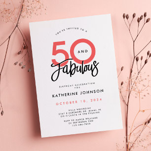 Invitation 50 et Fabulous Elegant 50e fête d'anniversaire