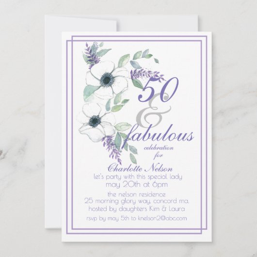 Invitation 50 et Fabulous Elegant Floral Aquarelle (Devant)