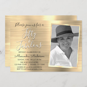 Invitation 50 et Fabulous Elegant Gold Photo