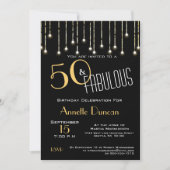 Invitation 50 et Fabulous Gold Black Lights fête d'anniversai (Devant)