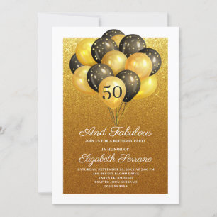 Invitation 50 Et Fabulous Gold Parties scintillant Black Ball