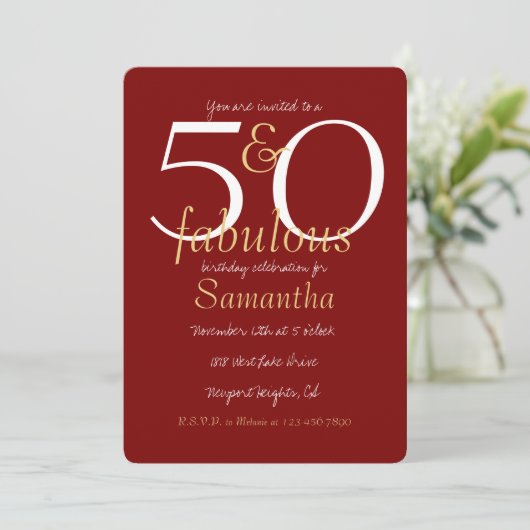 Invitation 50 et Fabulous Gold Red 50e anniversaire (Debout devant)