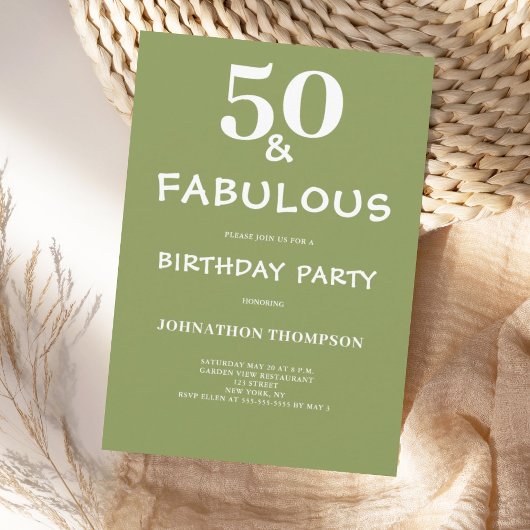 Invitation 50 et Fabulous Green Anniversaire