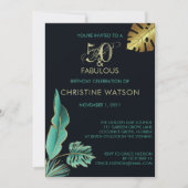 Invitation 50 et Fabulous Green Gold Feuilles fête d'annivers (Devant)