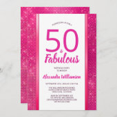 Invitation 50 et Fabulous Hot Pink Glam 50e fête d'anniversai (Devant / Derrière)
