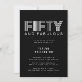Invitation 50 et Fabulous Moderne Noir Blanc fête d'anniversa (Devant)