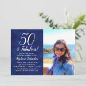 Invitation 50 et Fabulous Navy Blue Photo Anniversaire (Debout devant)