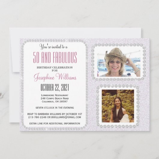 Invitation 50 et Fabulous Party Photos Glam (Devant)