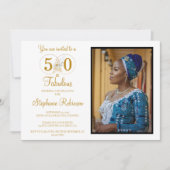 Invitation 50 et Fabulous Photo Gold 50e fête d'anniversaire (Devant)