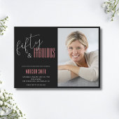 Invitation 50 et Fabulous Photo noir et rose 50e anniversaire