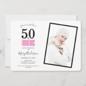 Invitation 50 et Fabulous Pink 50e fête d'anniversaire (Devant)