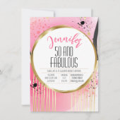 Invitation 50 et Fabulous Pink Black Glam 50e anniversaire (Devant)