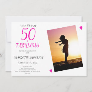 Invitation 50 et Fabulous Pink Photo fête de 50e anniversaire
