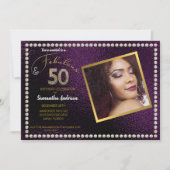Invitation 50 et Fabulous Purple Bling 50e anniversaire (Devant)