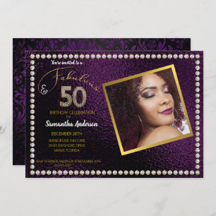 Invitation 50 et Fabulous Purple Bling 50e anniversaire