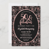 Invitation 50 Et Fabulous Rose Gold fête d'anniversaire (Devant)
