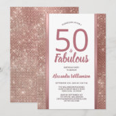 Invitation 50 et Fabulous Rose Gold Glam 50e fête d'anniversa (Devant / Derrière)