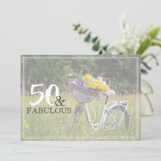 Invitation 50 et Fabulous Rustic Bicycle fête d'anniversaire (Debout devant)