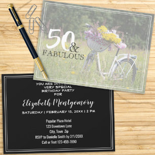 Invitation 50 et Fabulous Rustic Bicycle fête d'anniversaire