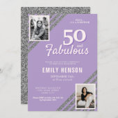 Invitation 50 et Fabulous Silver Parties scintillant 2 Photo  (Devant / Derrière)