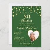 Invitation 50 et Fabulous Solid Vert et Or Anniversaire (Devant)
