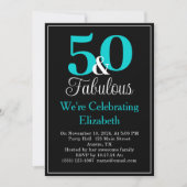 Invitation 50 et Fabulous Turquoise Blue sur Black (Devant)