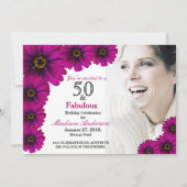 Invitation 50 et Fabulous violet Floral 50e Photo Anniversair (Devant)